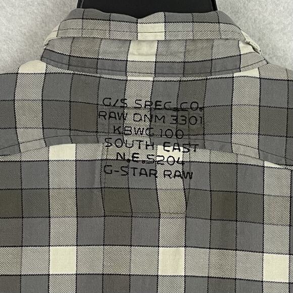 G-STAR Waterpatrol Shirt Mens Large Gray Plaid Flannel Zip Button Up - Picture 12 of 16